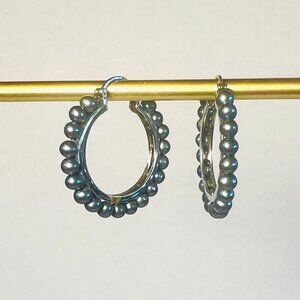 BLACK PEARL HOOP EARINGS